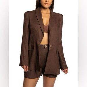 JLUXLABEL 'Parker' Oversized Cotton & Linen Blazer